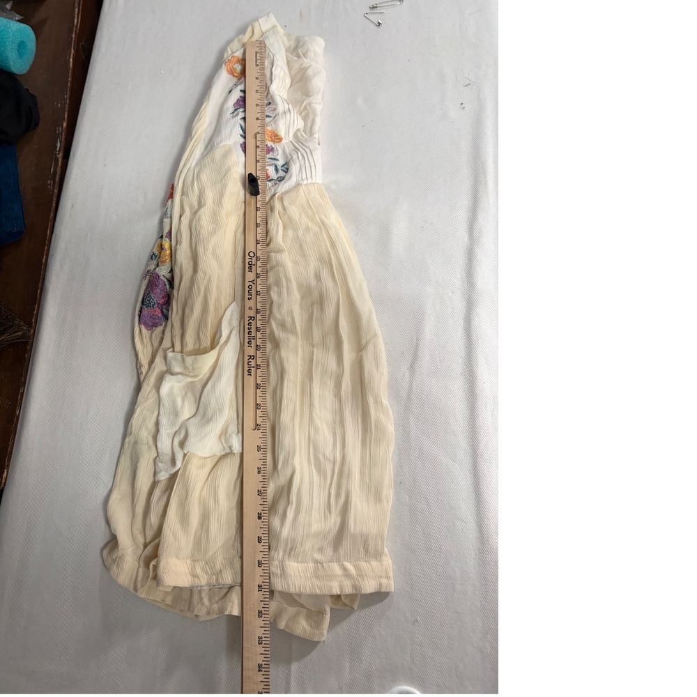 Free People Cream Embroidered Boho Tunic Dress Floral Babydoll Long Sleeve M - Picture 11 of 11